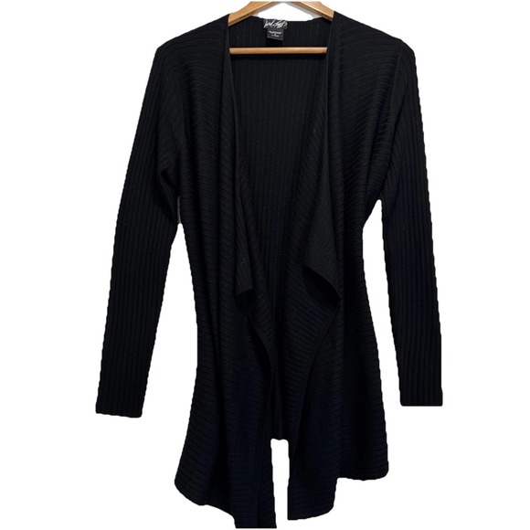 Lord & Taylor Sweaters - Lord & Taylor 100% Merino Wool Black Open Front Long Cardigan Sweater Small
